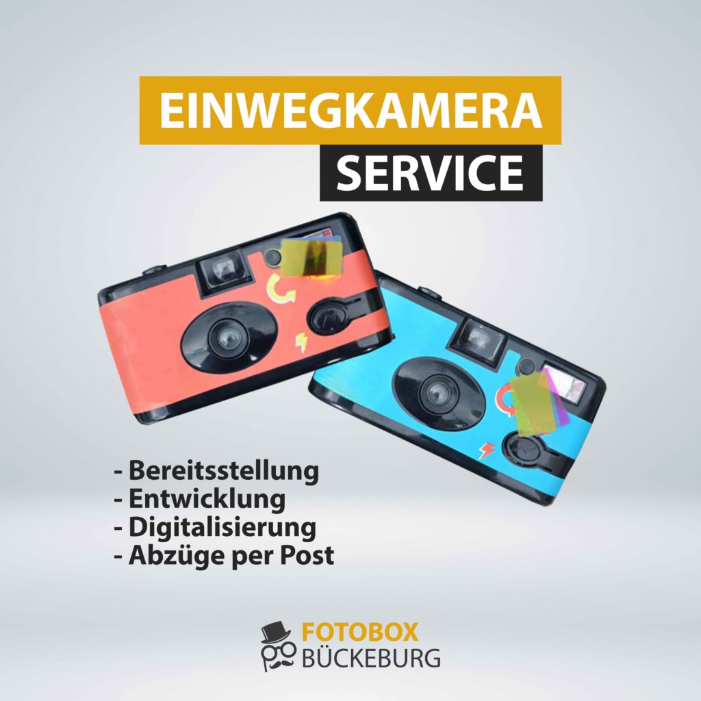 Einwegkamera-Service inkl. Bereitstellung von 4 Kameras, Entwicklung, Digitalisierung und Abzügen per Post